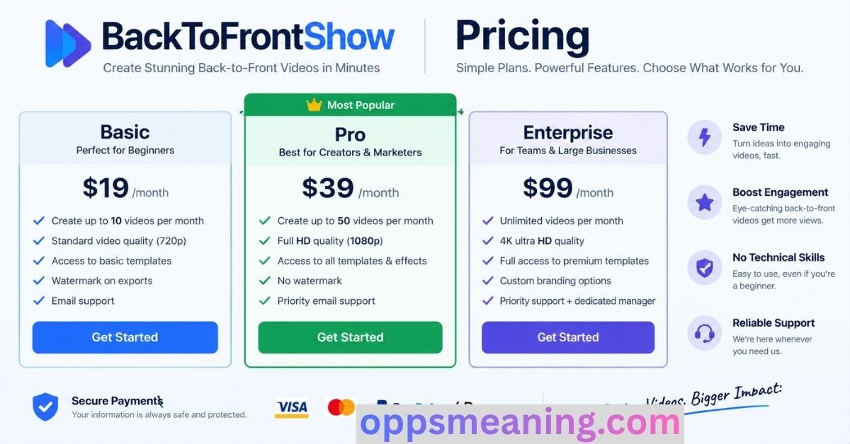 BackToFrontShow Pricing